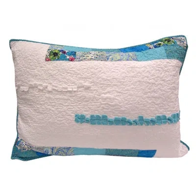 Donna Sharp Havana Stripe Quilted Ragged Pieced Cotton Standard Sham In Blue;black;white;yellow;purple;teal;navy