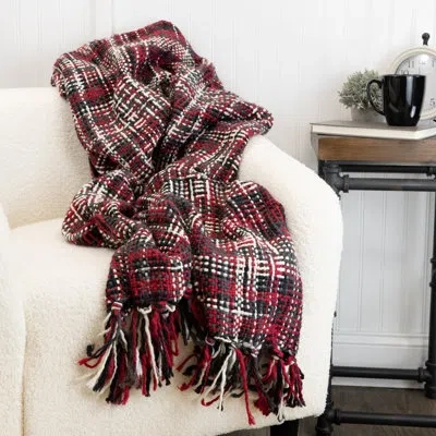 Donna Sharp Heritage Woven Throw Collection In Black,white,red,gray