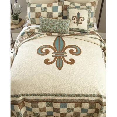 Donna Sharp Ivory Standard Cotton Single Quilt In Brown;green;beige;ivory;teal