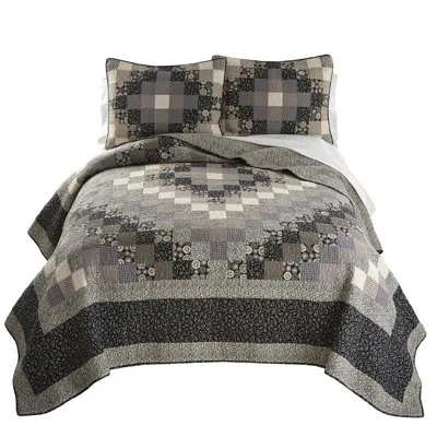 Donna Sharp Lexington Trip Pieced Cotton Quilt Set In Black;brown;gray;beige;tan