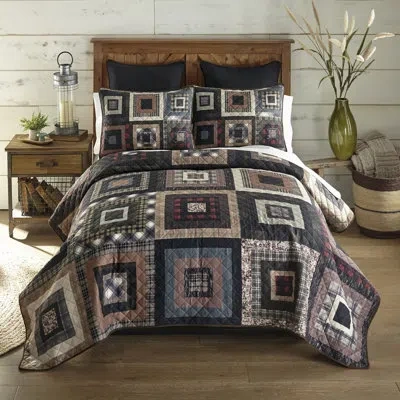 Donna Sharp Lodge Square 2pc Rustic Twin Quilt Set In Tan;ivory;cream;brown;black;blue;red;gra