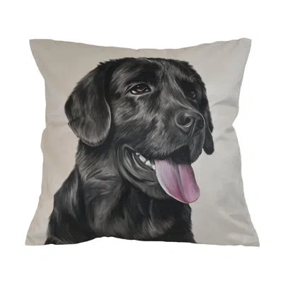 Donna Sharp Log Cabin Star Black Labrador Decor Pillow In Black;white;pink;ivory