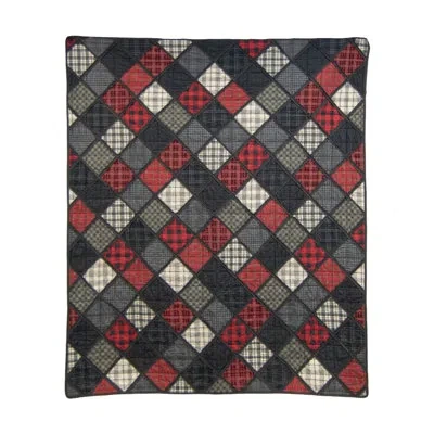 Donna Sharp Lumberjack Ragged Pieced Cotton Throw In Black;gray;red;ivory;tan