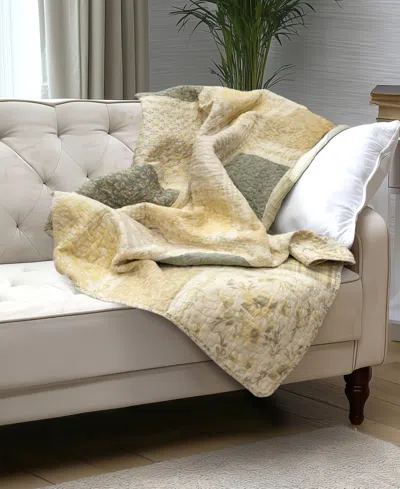 Donna Sharp Meadow Cotton Reversible Throw, 50" X 60" In Yellow