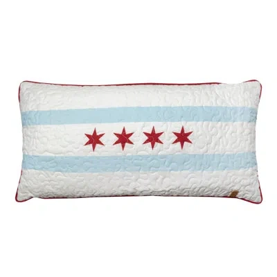 Donna Sharp Midway Stripe Quilted Americana Lumbar Decor Pillow In Blue;white;red