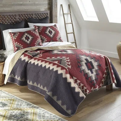 Donna Sharp Mojave Red 3pc Southwest Quilt Set In Black;brown;red;cream