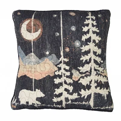Donna Sharp Moonlit Bear Quilted Cotton Decor Pillow In Blue;black;pink;orange;ivory;tan