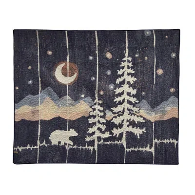 Donna Sharp Moonlit Bear Quilted Cotton Lodge Throw In Blue;black;gray;red;yellow;pink;ivory