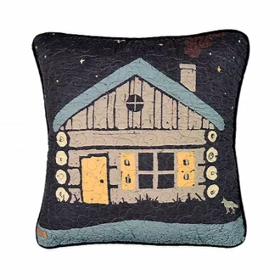 Donna Sharp Moonlit Cabin Cotton Square Throw Pillow In Black