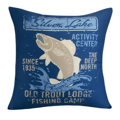 Donna Sharp Moose Retreat Old Trout Lodge Decor Pillow In Blue;beige;ivory;navy