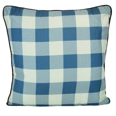 Donna Sharp Mountain Stream Buffalo Check Square Decor Pillow In Blue;cream