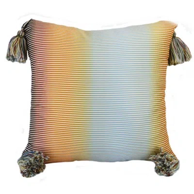 Donna Sharp Natures Collage Ombre Tasseled Decor Pillow In Blue;brown;green;red;beige;yellow;orange