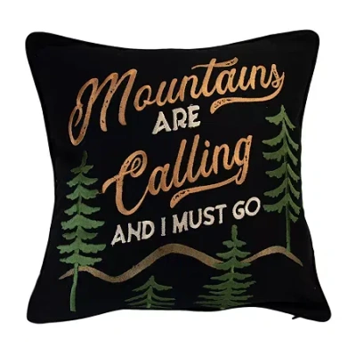 Donna Sharp Painted Bear Mountain Square Throw Pillow In Black