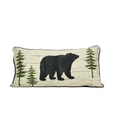 Donna Sharp Painted Bear Rectangle Decor Pillow In Black;brown;green;beige;cream;ivory;tan
