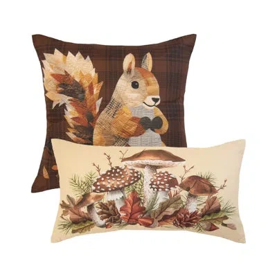Donna Sharp Pine Circle Ucc 2pc Rustic Pillow Set In Black;brown;green;red;beige;ivory;tan