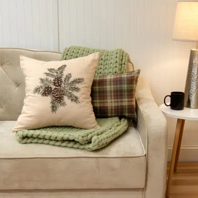 Donna Sharp Pine Star 2pc Embroidered Decor Pillow Set In Brown;green;beige;cream;tan