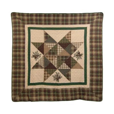 Donna Sharp Pine Star Embroidered Pieced Cotton Quilted Lodge Throw In Black;brown;green;beige;ivory;tan