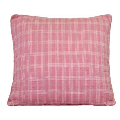 Donna Sharp Pink Plaid Quilted Cotton Eurosham In Pink;silver;ivory