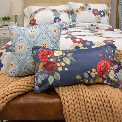 Donna Sharp Prairie 2pc Floral Decor Pillow Set In Blue;white;green;red;beige;yellow;navy