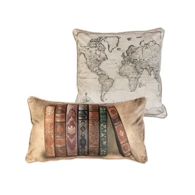 Donna Sharp Ranger Maps & Books 2pc Décor Pillow Set In Multi