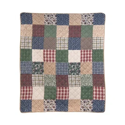 Donna Sharp Rustic Paisley Traditional Pieced Cotton Quilted Throw In Blue;black;brown;green;red;beige;ivory;t