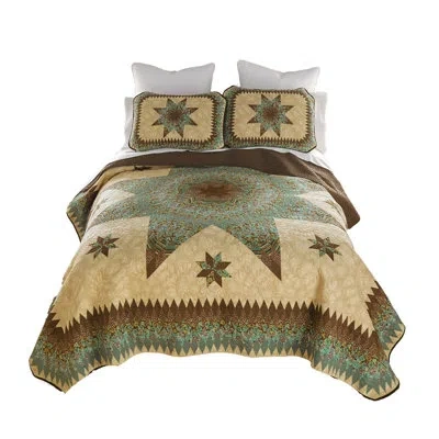 Donna Sharp Sea Breeze Star Coastal Quilt Set In Black;brown;beige;ivory;tan;teal