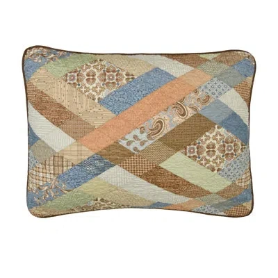 Donna Sharp Sienna Quilted Pieced Cotton Standard Sham In Blue;brown;green;beige;pink;ivory;tan;na