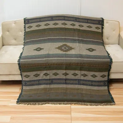 Donna Sharp Sierra Vista Southwest Matelassé Throw In Black;brown;green;ivory;tan;teal