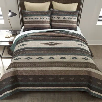 Donna Sharp Sierra Vista Southwest Quilt Set In Black;brown;green;beige;ivory;tan