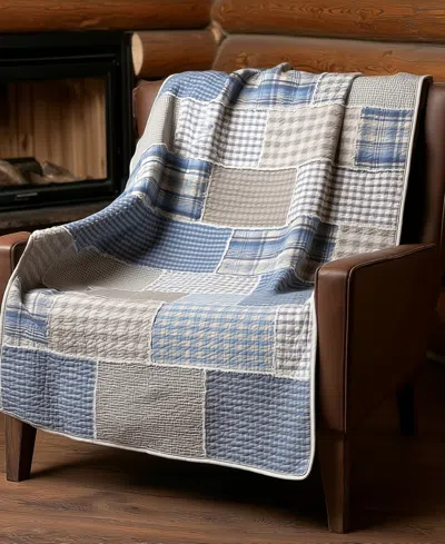 Donna Sharp Slate Cobblestone Cotton Reversible Throw, 50" X 60" In Blue