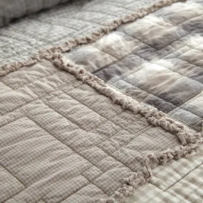 Donna Sharp Smoky Cobblestone Ragged Pieced Cotton Quilt Collection In Brown;gray;beige;ivory;tan