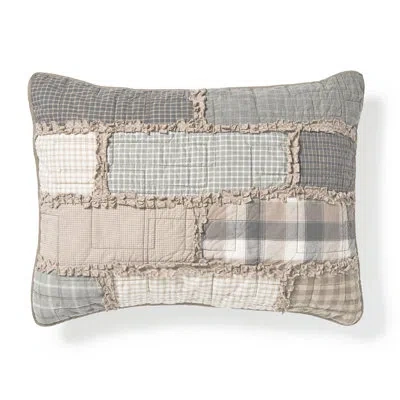 Donna Sharp Smoky Cobblestone Ragged Pieced Cotton Quilted Standard Sham In Brown;gray;beige;cream;ivory;tan