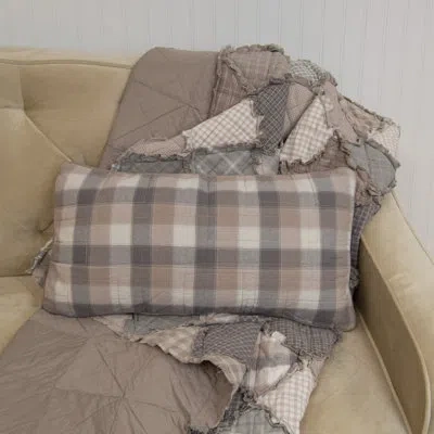Donna Sharp Smoky Mountain Plaid Quilted Cotton Decor Pillow In Brown;gray;beige;ivory