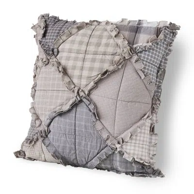 Donna Sharp Smoky Mountain Ragged Pieced Cotton Quilted Decor Pillow In Brown;white;gray;cream
