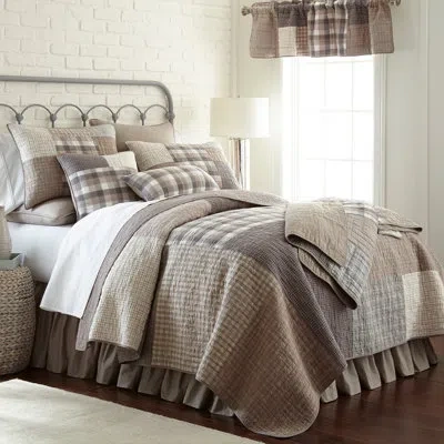 Donna Sharp Smoky Square Pieced Cotton Quilt Collection In Brown;gray;beige;ivory;tan