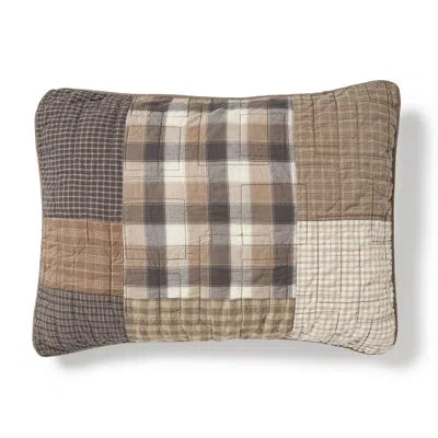 Donna Sharp Smoky Square Pieced Cotton Quilted Standard Sham In Brown;gray;beige;ivory
