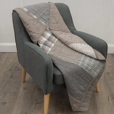 Donna Sharp Smoky Square Pieced Cotton Quilted Throw In Brown;gray;beige;ivory;tan