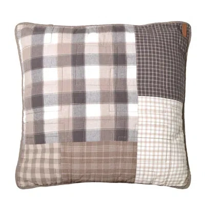 Donna Sharp Smoky Square Quilted Pieced Cotton Decor Pillow In Brown;white;gray;beige