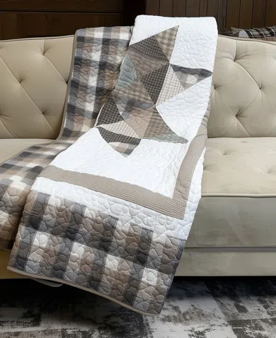 Donna Sharp Smoky Star Cotton Reversible Throw, 50" X 60" In Gray