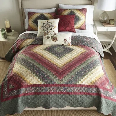 Donna Sharp Spice Postage Stamp Quilt In Brown;green;red;beige;pink;purple;gold;i