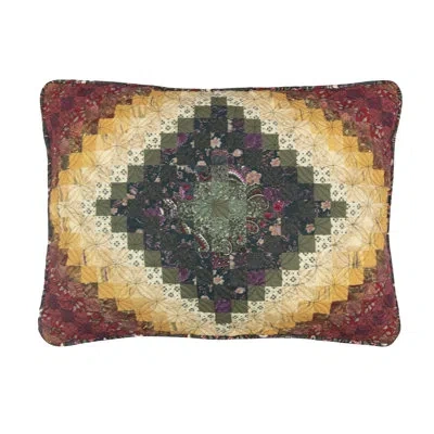 Donna Sharp Spice Postage Stamp Quilted Standard Sham In Green;red;beige;pink;purple;gold;ivory;t