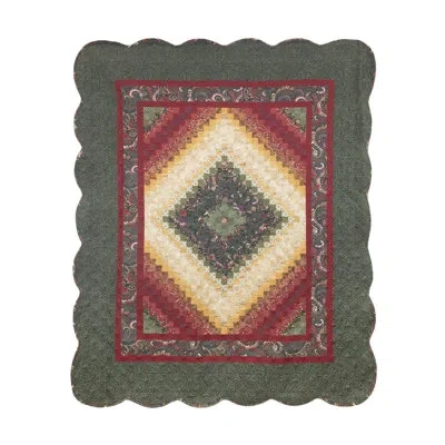 Donna Sharp Spice Postage Stamp Quilted Throw In Brown;green;red;beige;pink;purple;gold;i