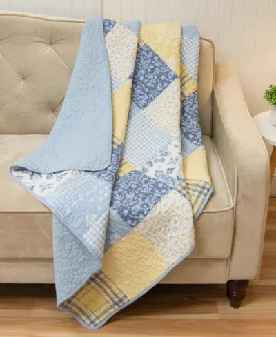 Donna Sharp Spring Flowers Reversible Cotton Throw, 50" X 60" In Blue