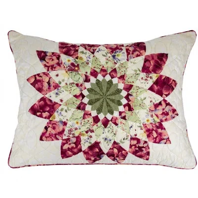 Donna Sharp Springfield Dahlia Quilted Standard Sham In Green;red;yellow;pink;purple;ivory