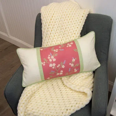 Donna Sharp Sweet Melon Embroidered Floral Decor Pillow In Green;yellow;pink;purple;cream;tan