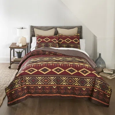 Donna Sharp Western Tapestry 3pc Southwest King Quilt Set In Brown;red;beige;orange;tan