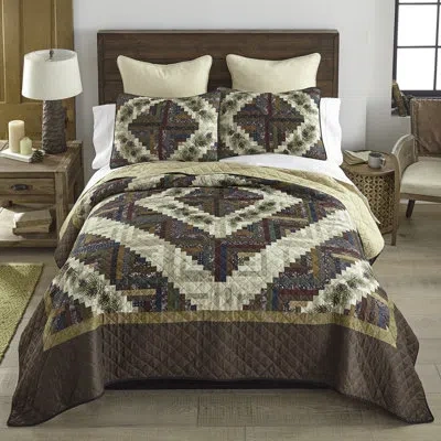 Donna Sharp Whitley 2pc Twin Quilt Set In Brown;green;red;beige;gold;ivory;tan;nav