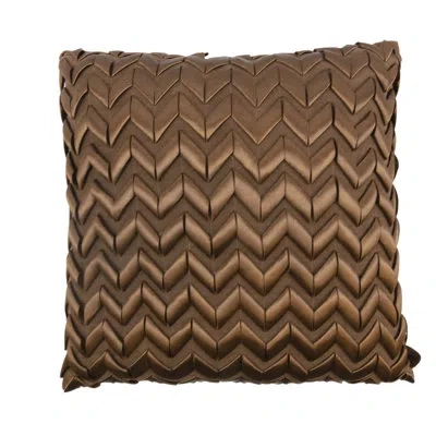 Donna Sharp Winchester Brown Satin Chevron Ribbon Decor Pillow