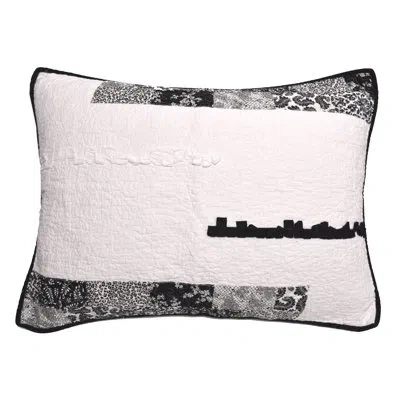 Donna Sharp Windsor Strip Quilted Pieced Cotton Standard Sham In Black;white