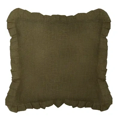 Donna Sharp Woodland Plaid Ruffled Cotton Euro Sham In Green;tan